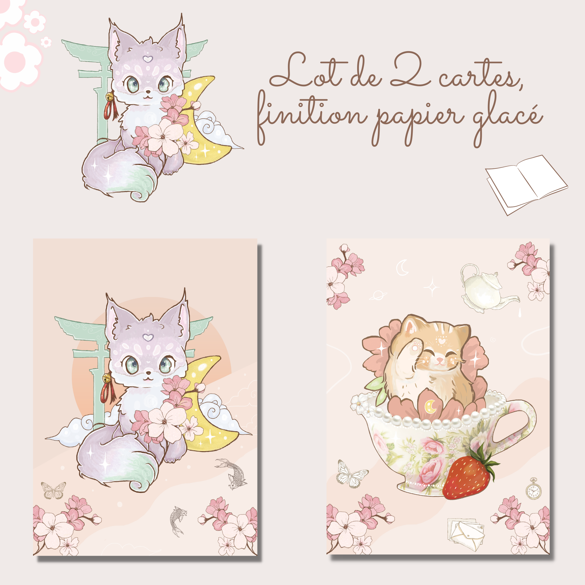 Lot de 2 cartes Renard et Chat image pour Lot de 2 cartes Renard et Chat